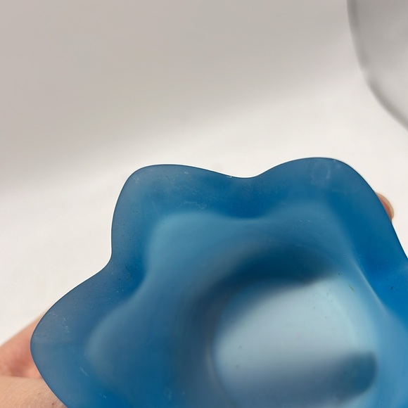 Vtg Iittala Tulip Frosted Glass Votive Tealight Candle Holder Collectible Blue - Picture 8 of 11